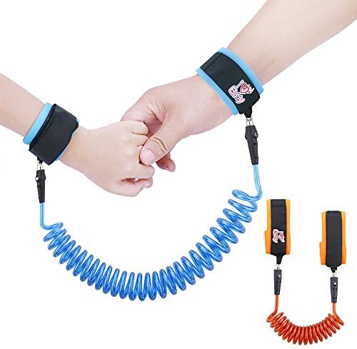 OPount Baby Child Anti Lost Wrist Link Safety Harness, Kids-2.5m (blue)+1.5m (orange)-2 pack