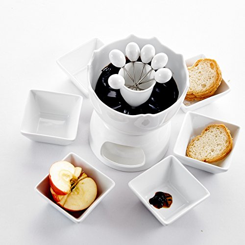 Malacasa Fondue Pot Set Two-layer Porcelain Tealight Chocolate Fondue with Dipping Bowls and Forks for 6, Cheese Fondue… 3 Malacasa Fondue Pot Set Two-layer Porcelain Tealight Chocolate Fondue with Dipping Bowls and Forks for 6, Cheese Fondue… - Image 4