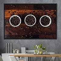 Framed Canvas Wall Art Coffee in The Mornings Coffee Dark Drinks Farmhouse/Country Group Multicolor Photography Realism - 16x24 inches