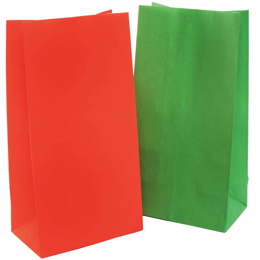Baker Ross AX299 Plain Bags - Pack of 12, Festive Coloured Paper Party Bag to Wrap Children’s Gifts, Lucky Dips and Prizes, Santa's Grotto and Home Decoration