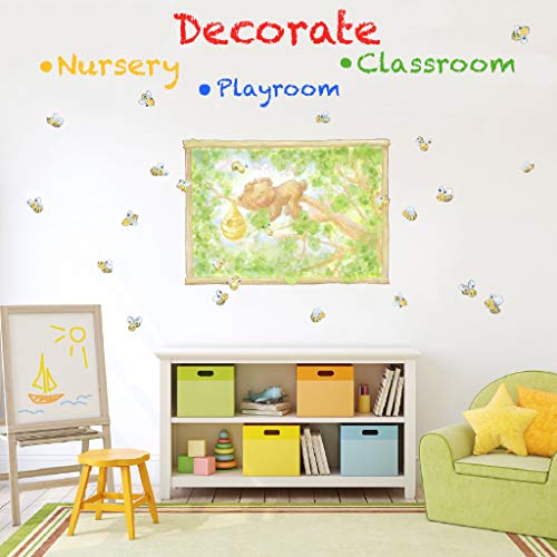 Woodland Animals Large Wall Decals for Baby Room. Little Baby Bear on a Tree with Bumble Bees Wall Art for Woodland Nursery Decor. Peel and Stick Forest Animals Murals for Woodland Theme Baby Shower.