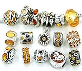 Pro Jewelry Yellow Gold Crystal Rhinestone Beads, 10 Assorted