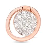 Cell Phone Finger Ring Holder, GREATQIQI Sparkle Diamond Phone Kickstand, 360° Rotation Metal Ring Grip Stand for Phones and Tablets (Rose Gold)