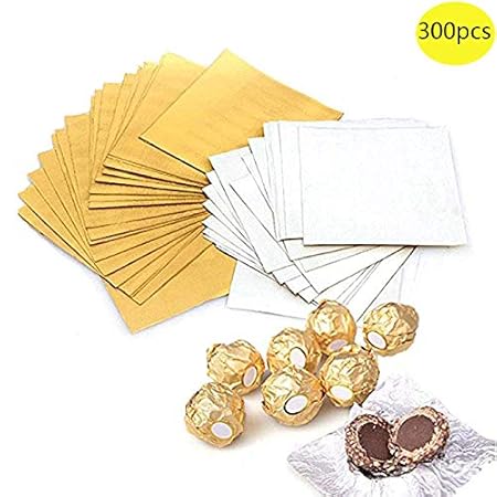 Haawooky 300 Pieces 4 Inch Square Golden Aluminium Foil Candy Wrappers Sugar Wraps Paper For Diy Candies And Chocolate Packaging By