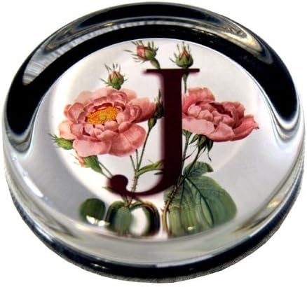 “J” - Small Round Glass Paperweight