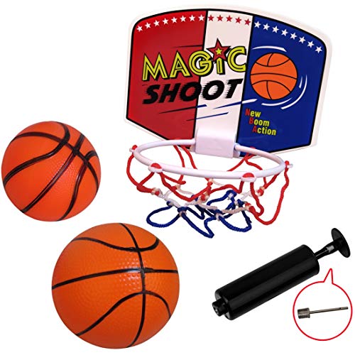WEY&FLY Plastic Basketball Set Hoop Game Toy, Kids Junior Basketball Play Set for Kid Education and Basketball Lovers, with Two Balls and Pump  - Thumbnail 4