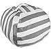 Best Stuffed Animal Storage Bean Bag Chair, Premium Cotton Canvas Toy Organizer for Kids Bedroom, Perfect Storage Solution for Plush Toys, Blankets, Towels & Clothes Grey/White Stripes By T-Bugs