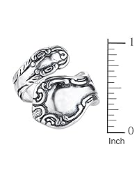 Anillo ajustable, estilo cuchara en espiral, de plata esterlina