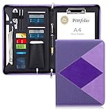 FYY Padfolio Case Portfolio, Premium Leather Zippered Conference Folder Document Organizer with Internal Pockets for iPad/Tablet (up to 12.9