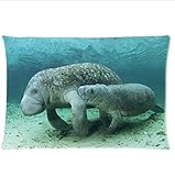 The Love Between Cute Manatee Family ,Manatee Pillowcase,Twin Sides Pillowcase Pillow Cover 20x30 inches
