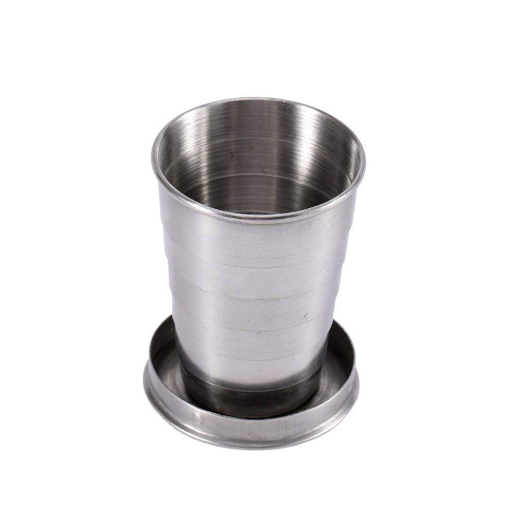 Zerodis S/M/L Stainless Steel Collapsible Travel Cup Portable Outdoor Camping Travel Folding Cup Retractable Collapsible Cup (S)