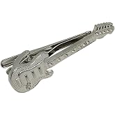 Silver Plated Guitar Tie Clip with Crystals