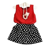 Morecome Girls Vest and Dress Children Skirt Two Pieces (12-18Months, Red)