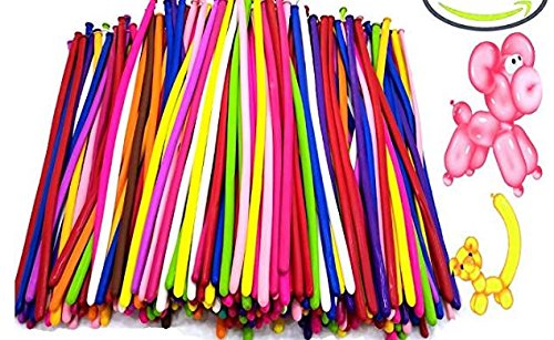 Trooer 200 Pack Balloon Animals Kit Latex Long Balloons Modeling Twisting Balloons Art Shape Animals Party Decoration