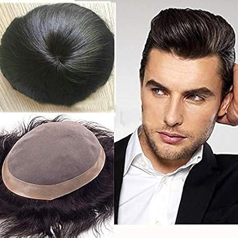Pelo Men Toupee Human Hair Patch Hair Replacement System Fine