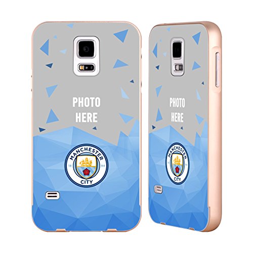 Custom Customized Personalized Manchester City Man City FC Geometric 2017/18 Logo & Kit Gold Aluminum Bumper Slider Case for Samsung Galaxy S5 / S5 Neo