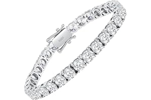 Wm Wonder Mojo Moissanite Tennis Bracelet,10.5-14 Carats Lab Grown Diamond Tennis Bracelet for Women 18k White Gold Plated 925 Sterling Silver Men's Bracelet 4mm D Color VVS1 Round Cut Moissanite Bracelet for Women Men Jewelry Gift