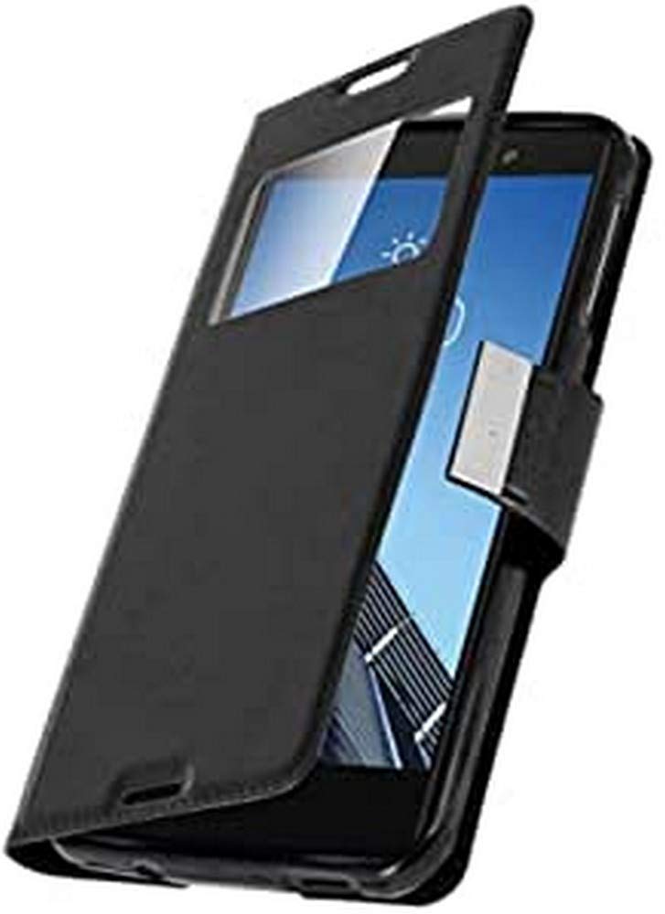iPOMCASE Coque Folio à Fenêtre pour 5.5" Alcatel Idol 4S, Noir