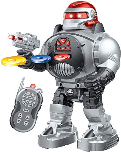 RoboShooter Remote Control Robot For Kids – Fun Toy Robot Fires Discs, Dances, Talks – Awesome Programmable RC Robot Toy For Boys & Girls Aged 5 6 7 8 9 10 By ThinkGizmos