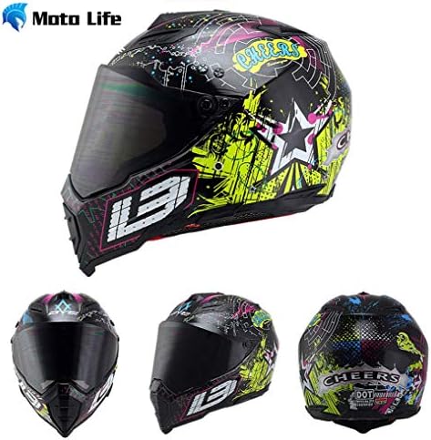 爆安プライス 大人の人女性のためのフルフェイスのバイクのヘルメットの倍の日曜日のバイザーのオートバイのヘルメット