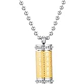 JUNTEN Stainless Steel Buddhist Sanskrit Shurangama Mantra Dog Tag Pendant Necklace for Men Women, 24 inch Chain