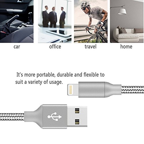 image for Ulimag Lightning Cable 5Pack 3FT 6FT 6FT 10FT 10FT Nylon Braided Certi