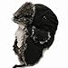 City Hunter Trapper Bomber Cap Hat Faux Fur,Black,One size