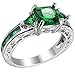 XAHH White Gold Plated Engagement Wedding Band for Women Square Created Emerald Green 1.5Ct Cz Band Size 9