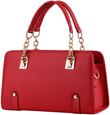 Women's Leather Handbag Zipper Hobo Satchel Toe Shoulder Bag Red