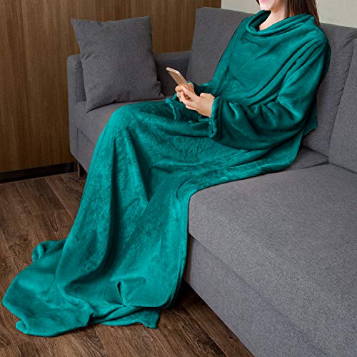 Catalonia Wearable Blanket with Sleeves and Pocket, Cozy Soft Fleece