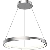 Kuzco Lighting Anello Minor 24" Pendant | Brushed Nickel Finish | Made of Aluminum and Acrylic | Asymmetric Architectural Des