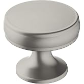 Amerock 1-1/4" Round Renown Satin Nickel Cabinet Knob | Durable Zinc drawer knob and cabinet hardware, ideal for kitchen cabinets, bathroom vanities, dressers, and furniture