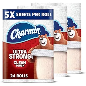 Charmin Ultra Strong Clean Touch Toilet Paper, 24 Family Mega Rolls (Equal to 123 Regular Rolls)