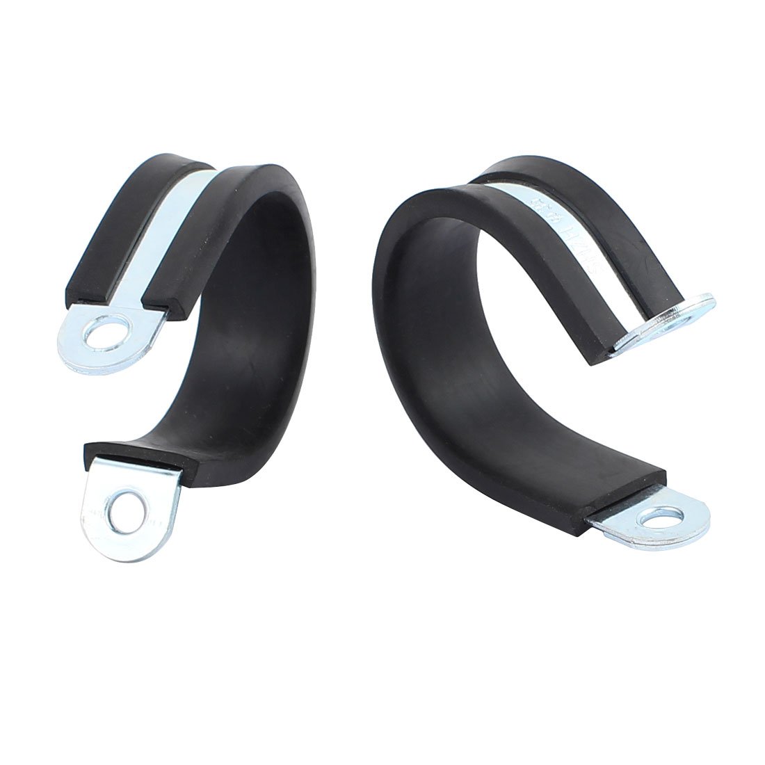 sourcingmap 2Pcs 35mm Dia EPDM Rubber Lined R Shaped Zinc Plated Pipe Clips Hose Tube Clamp
