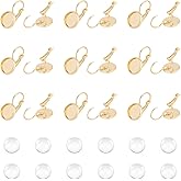 UNICRAFTALE About 30Pcs 304 Stainless Steel Leverback Earring Hooks with 10mm Flat Round Blank Earring Cabochons Bezel Tray Open Loop Earring Components for Dangle Jewelry Making Pin 0.7mm