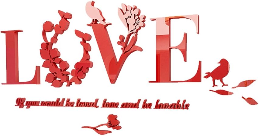 Winomo 3d Adesivi Da Parete In Acrilico Lettere Love E Frasi Inglese Murale Rimovibile Per La Decorazione Di Camere Da Letto E Matrimonio Rossa Amazon It Casa E Cucina