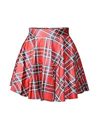 LaSuiveur Falda de skater plisada para dama, impresión digital, elástica, acampanada