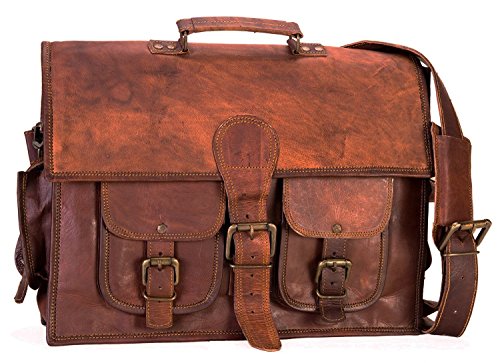 Aol leather vintage crossbody messenger satchel bag gift work bri…