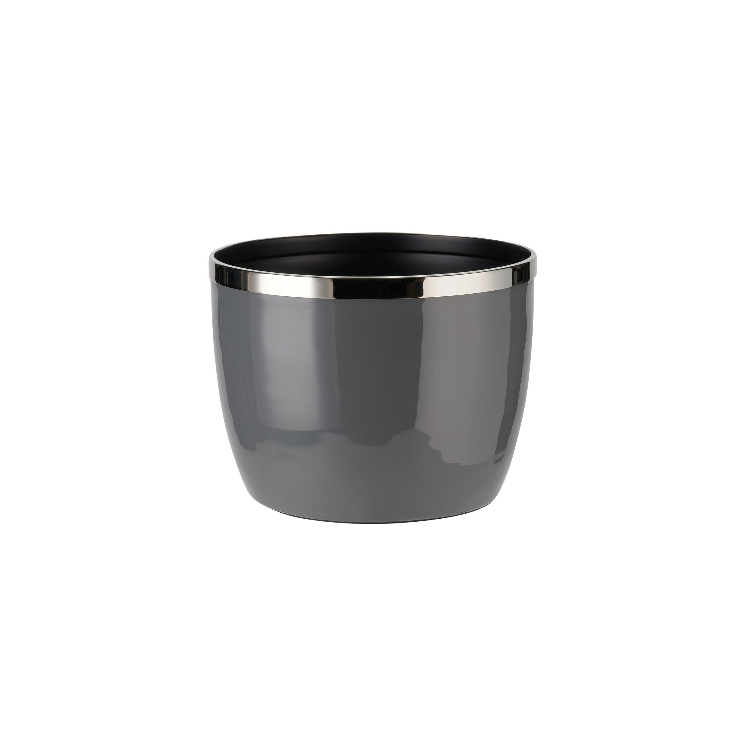 Gift Company Saigon planter with metal ring M flower pot dark gray silver H17cm