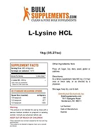 BulkSupplements, polvo de L-lisina pura HCL, 1