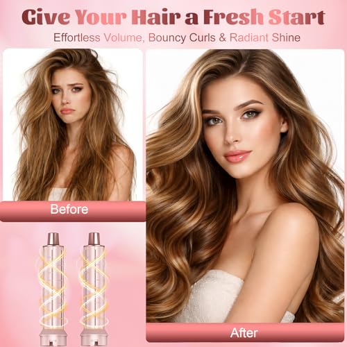 AVENHO 5 in 1 Hair Dryer Brush, Hot Air Brush with Detachable Heads, Straightener, Curling and Volumizer, Lightweight for Travel - Blush