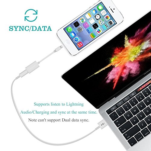 Dual Lightning Adapter Splitter, ANLOER iPhone 7 Adapter & Splitter for iPhone 8 / 8 Plus / 7 / 7 Plus (Suport iOS 10.3 and later) Lightning Headphone Audio + Charge Adapter (White) - Thumbnail 4