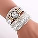 Oksale Women Fashion Winding Bracelet Metal Decorative Circle Quartz Watch (White)