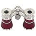 OPO Opera Theater Horse Racing Glasses Binocular Telescope Chain Necklace (Red with Silver Trim) 3X25