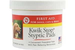 Styptic Kwik Stop Dog Cat Bird Ferret Helps Stop Bleeding Fast Powder Gel Pads or Swabs (90 Count Pads)