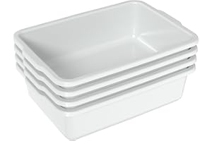 Lesbin 23 L Plastic Commercial Bus Tubs, Large Utility Tote Bus Box, White, 4-Pack