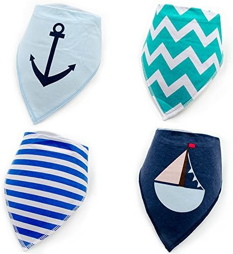 Bandana Baby Bibs for Boys and Girls by Aeaker, Unisex 4-Pack 100% Cotton Bibs Set