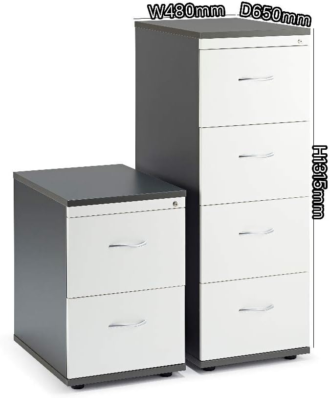 Graphite And White Office Filing Cabinets With Silver Handles Amazon Co Uk Kitchen Home