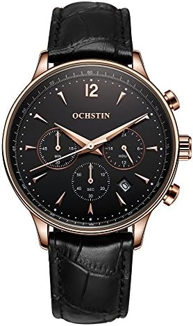 Bana Foshan Mens Business Watch Waterproof Quartz Watches chronograph Date Display Analog Sports Wrist Watch For Men (Black)