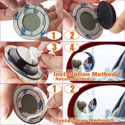 Kribin 4 Pack Blind Spot Mirror, 2" Round HD Glass Frameless Convex Rear View Blind Spot Mirror Stick On with 360Â° Rotation Adjustable for SUV Car Auto